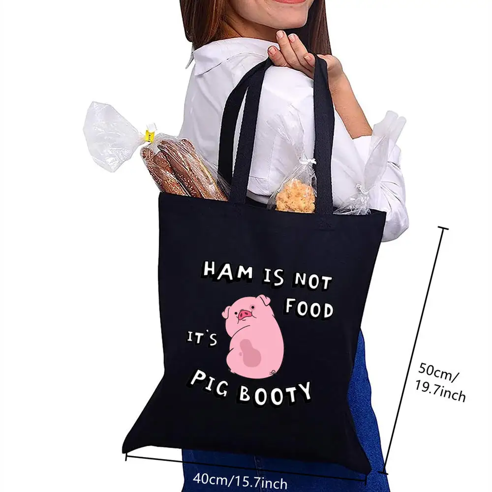 Забавная Милая винтажная женская сумка для покупок веганов черная Холщовая