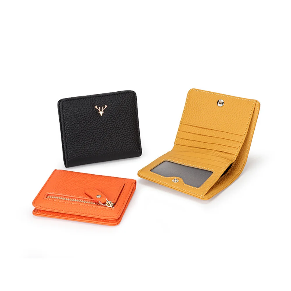 URBAN MASTER Genuine Cow Luxury Leather Short Wallet for Women Korean Small Coin Purse Fashion Bifold Female Purse Card Holder