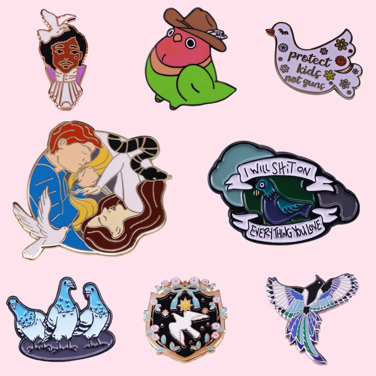 

World Peace Dove Cartoon Enamel Pins Brooches Animal Backpack Hat Bird Lapel Badges Accessory Jewelry Gift for Friends Wholesale