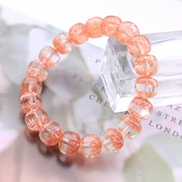natural orange phantom super 7 white crystal quartz bracelet 9mm 10mm women men red phantom clear round beads stretch aaaaaa