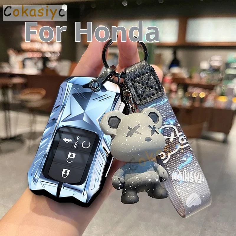 Zinc Alloy Silica Gel For Honda City Odyssey CIVIC CRV HRV Legend Jazz RR VTi Button Smart Remote Car Key Case Cover Keychain