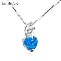 jellystory 925 sterling silver opal necklace for women simple heart shape gemstone earrings wedding anniversary fine jewelry
