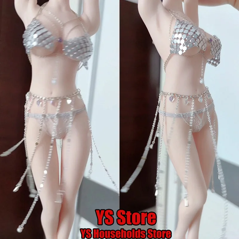 

1/6 Scale Female Soldier Beauty Chest Waist Sliver Chain Metal Accessories Lace Sexy Clothes Dolls for 12" Moveable Figure Body