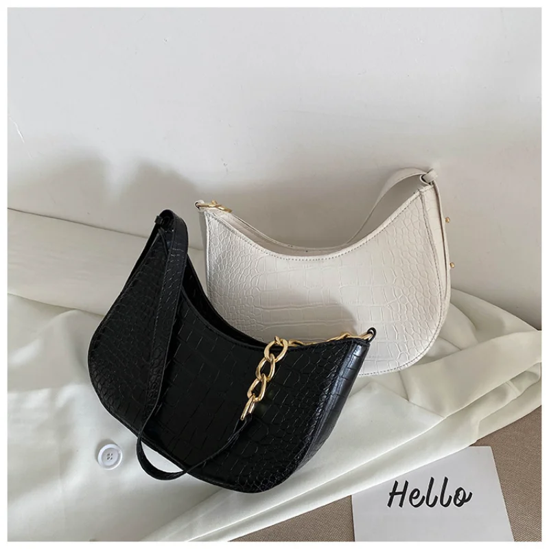 

Crocodile Pattern One-shoulder Armpit Bag Women's Chain Decoration 2023 New Trendy Fashion Texture Purses and Handbags Wholesale
