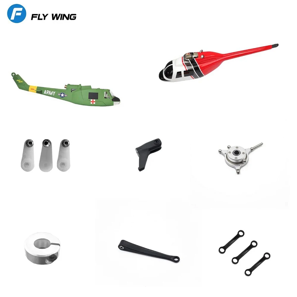 FLY WING  Bell 206 UH-1 with H1 Flight Controller Spare Parts Tail Blade Main Shaft  Swashplate Landing Skid  Scale Fuselage