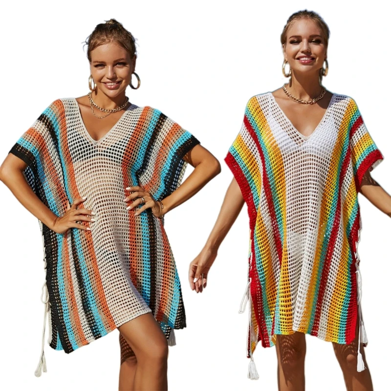 

Crochet-Cover Ups for Womens Hollow-Out Short Sleeve Bikini-Swimsuit Swimwear