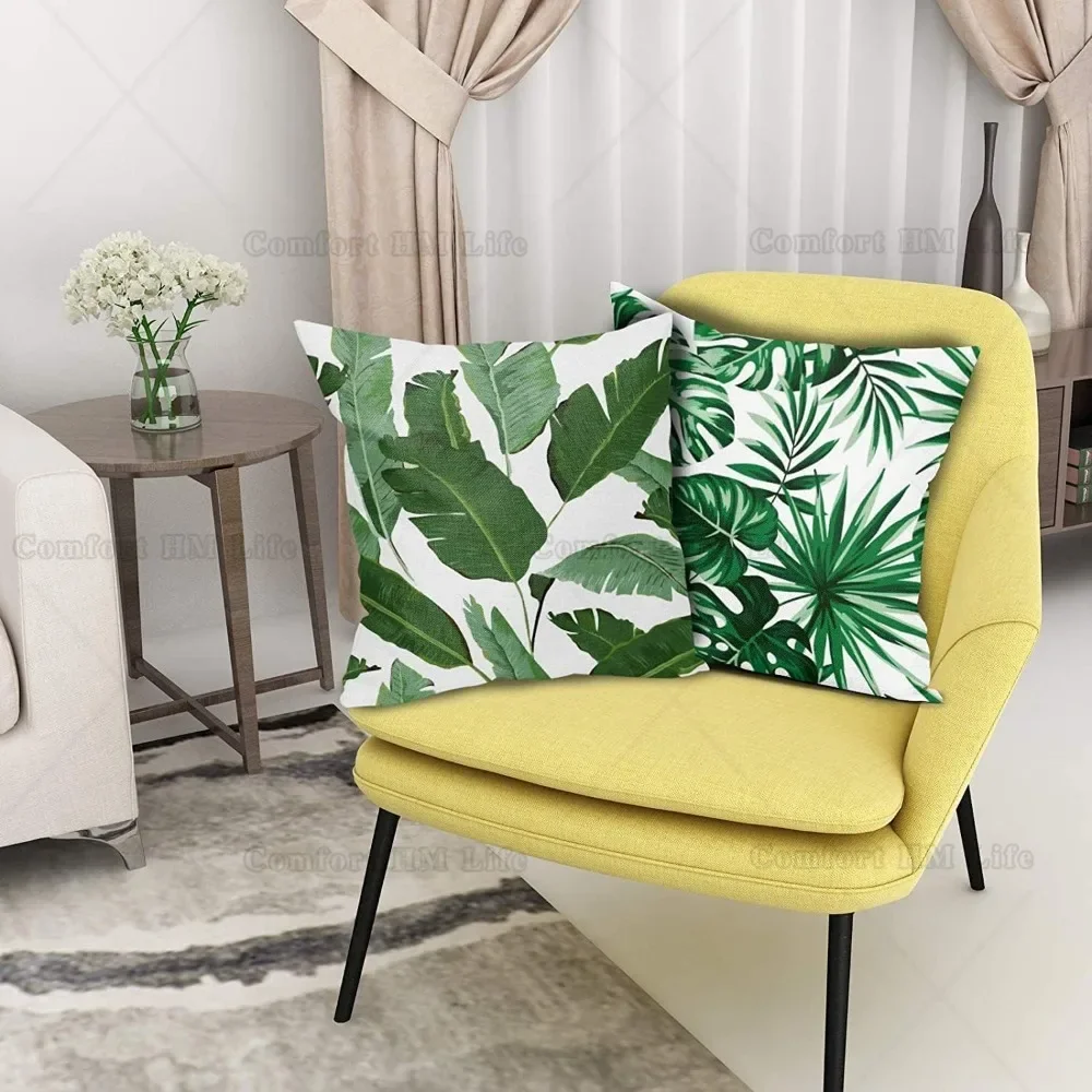 Набор Чехлов На Подушки С Тропическими Пальмовыми Листьями