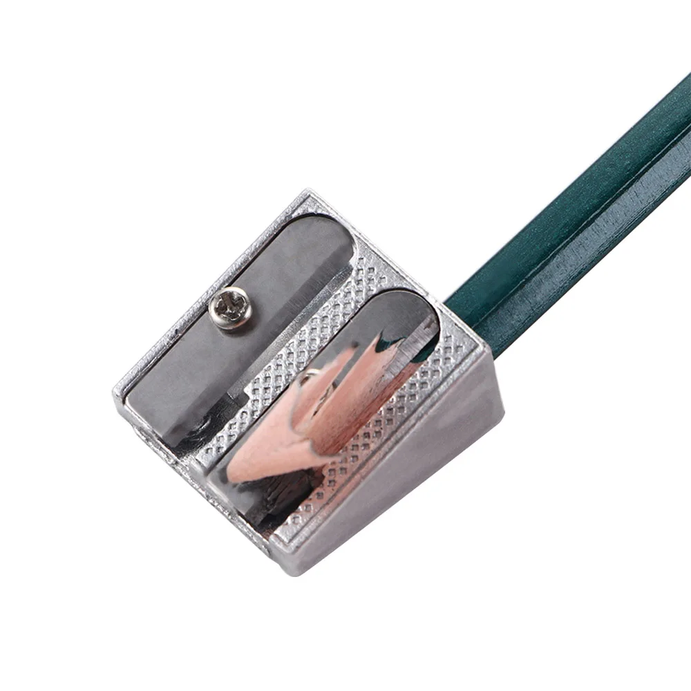 

1 Pcs Simple Silver Sharpener Metal Bevelled Double Hole Pencil Sharpener School Office Sharpener Stationery Supplies