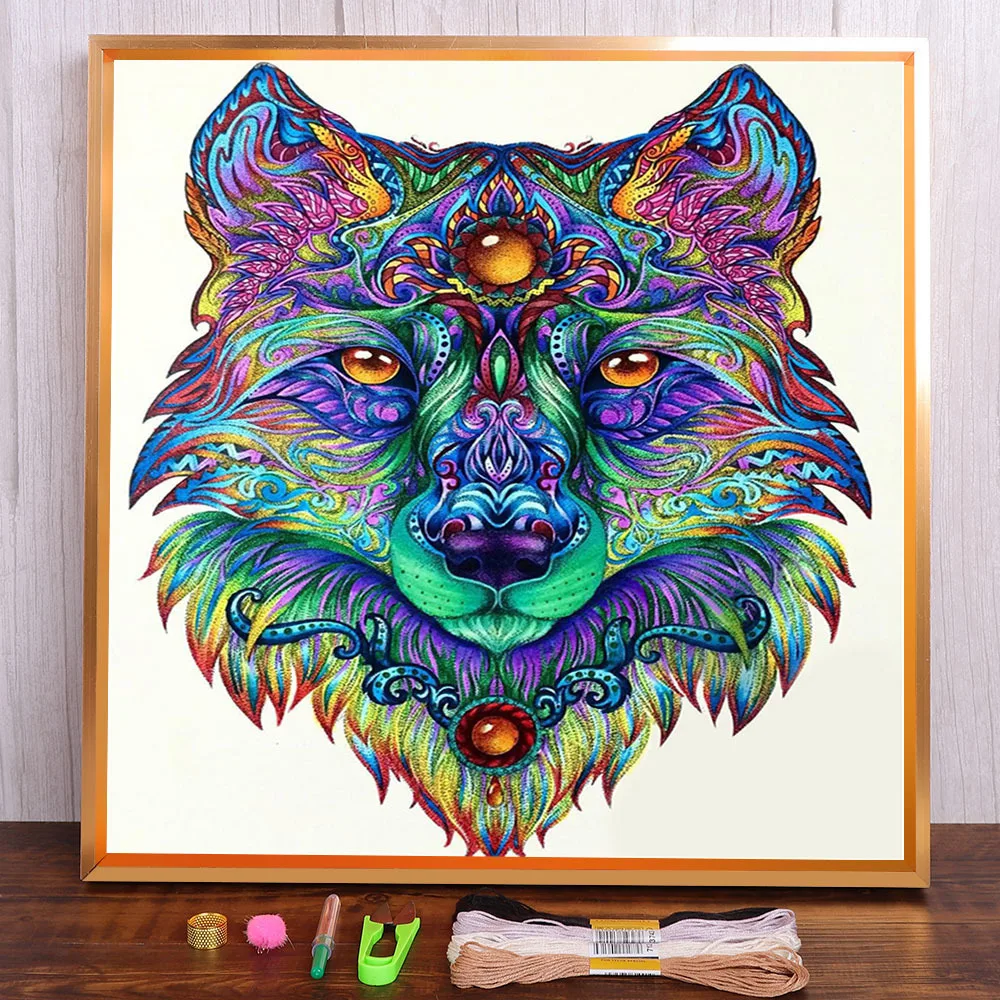 

Tiger Animal Printed 11CT Cross-Stitch DIY Embroidery Kit DMC Threads Knitting Painting Handmade Sewing Different Package