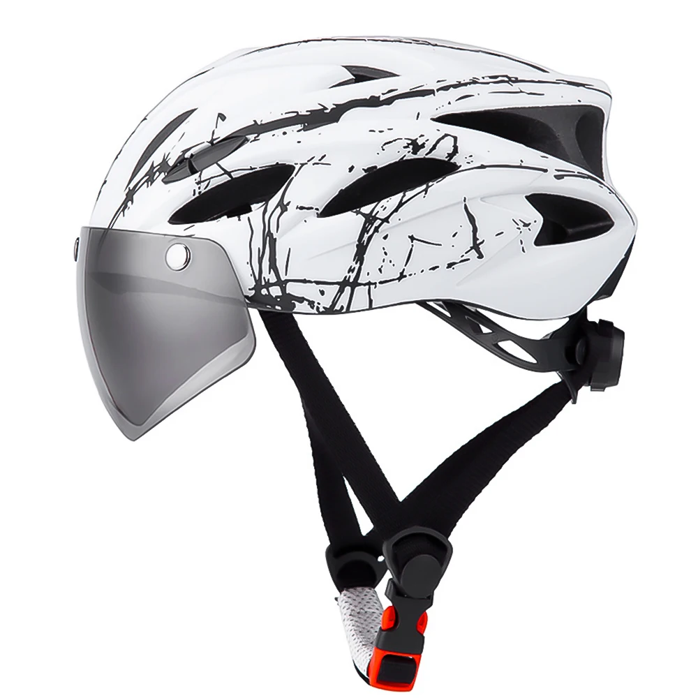 

Adult Bike Helmet Lightweight Cycling Helmet with Detachable Magnetic Goggles and LED Light Mountain Road Bicycle Helmet
