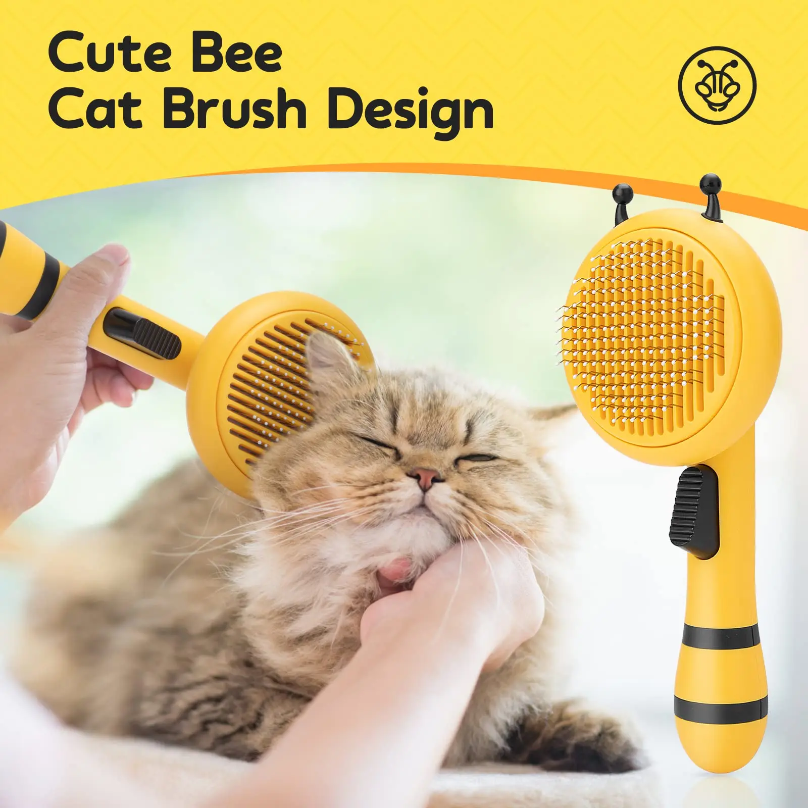 

Cat Accessories Pet Grooming Bee Dog Supplies Brush Shedding Self-Cleaning Slicker Brush Removes Loose Undercoat Pet Products