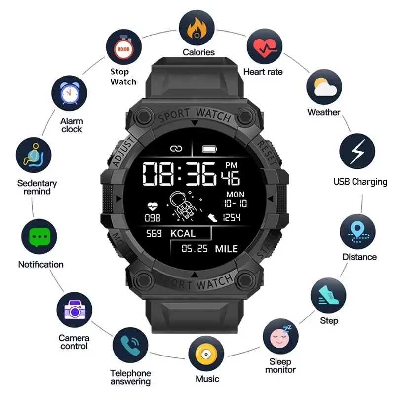 FD68S Sports Smart Watch Men Waterproof Blood Pressure Heart Rate Monitor Smartwatch Women Fitness Wristwatch For Android IOS