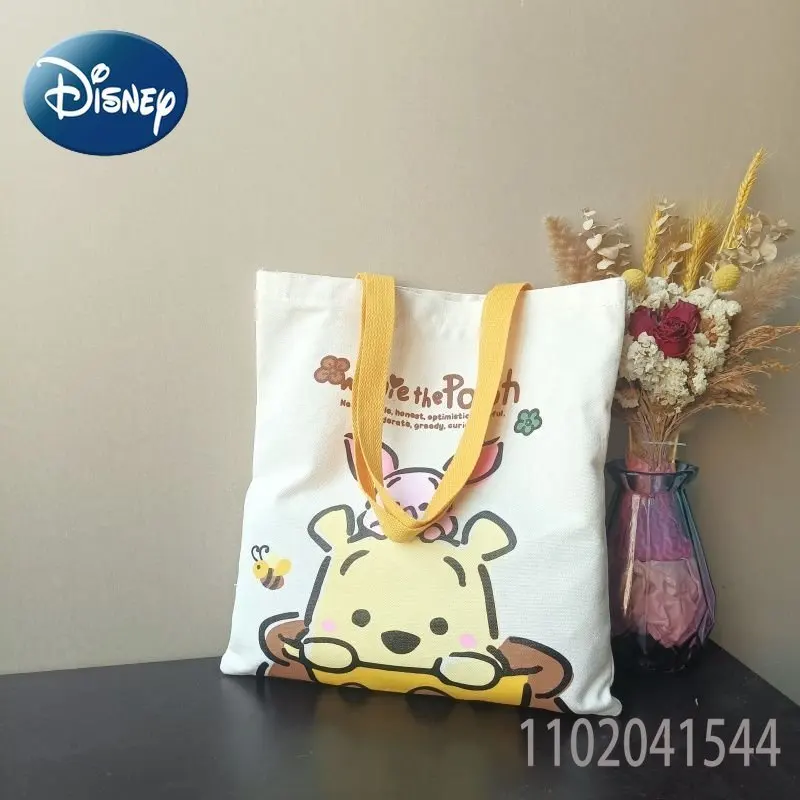 Disney Tote Bag Cartoon Pooh Bear Canvas Durable Large Capacity Shopping Bags for Women and Girls Hand Bags
