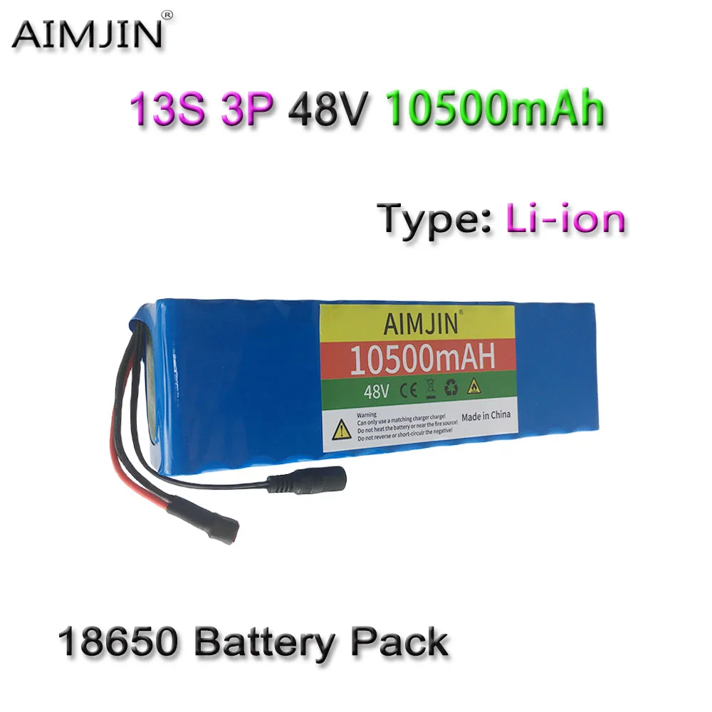 

18650 13S3P 48 В 10500 мАч литиевый аккумулятор, для электрического скутера, велосипеда, литий-ионные сменные батареи с BMS