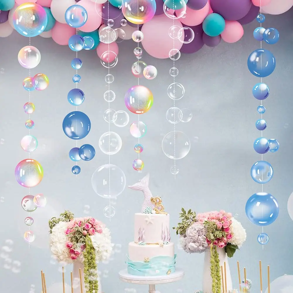 Décorations de fête sous la mer guirlandes à bulles colorées thème océan cercle de fête bannière