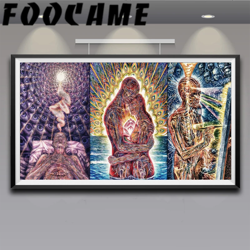 

Alex Grey Poster Decorative Psychedelic Canvas Print Trippy Dark Art Work Abstract Home Decor Painting Decoration Pictures Room