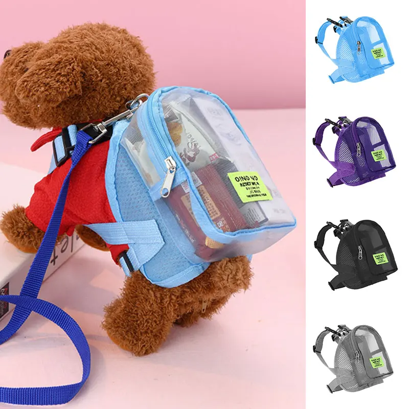

Pet Dog Backpack Harness Bag Travel Pet Carrier Portable Teddy Puppy Cat School Bag With Leash Traction Rope Pet Supplies