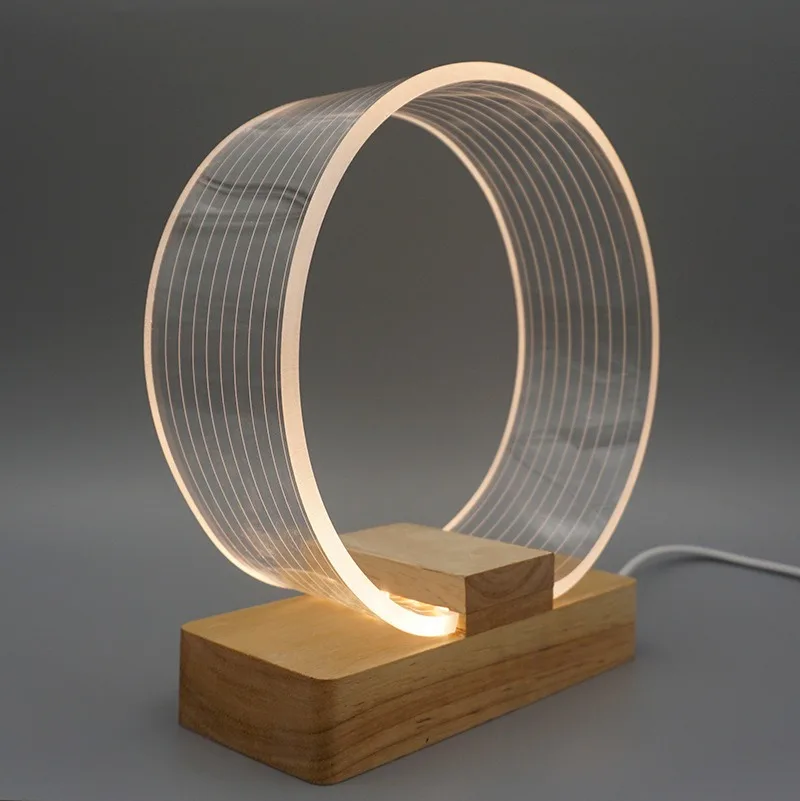 

LED Night Light Nordic New Creative USB Ring Light Acrylic Charging Table Lamp Home Decoration Eye Protection Atmosphere Light