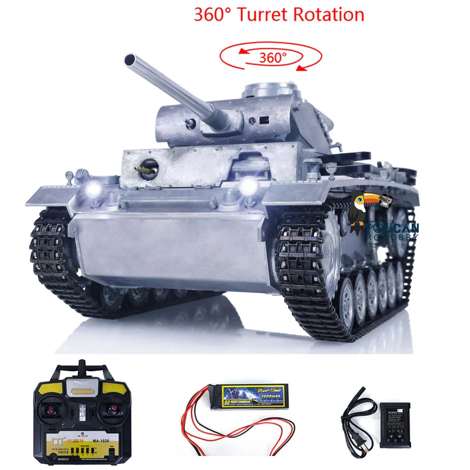 Металлический Mato 1/16 Panzer III RTR RC Tank BB Стрельба по пеллетах хлор 12223 Автомобили с
