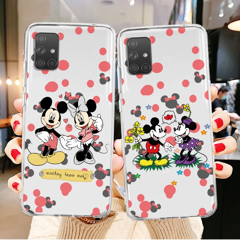 

Disney Pink Mickey Minnie Phone Case For Samsung A73 A72 A71 A53 A52 A51 A42 A33 A32 A23 A22 A21S A13 A12 A03 5G Transparent