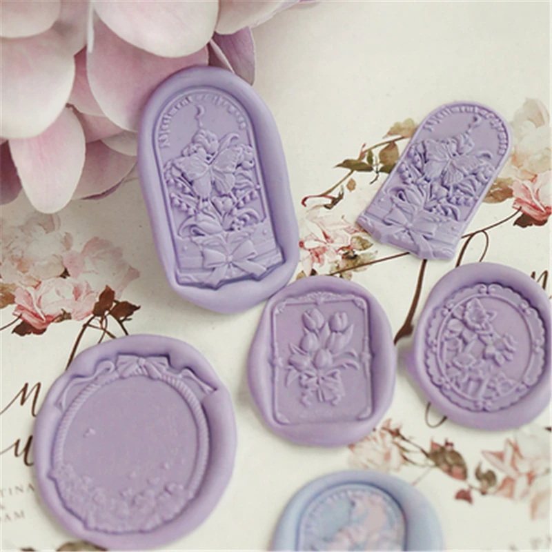 

Butterfly Tulip Narcissus Wax Seal Stamp DIY Lily of The Valley Stamps Seals Wedding Postage Envelope Hobby Card Craft Decor