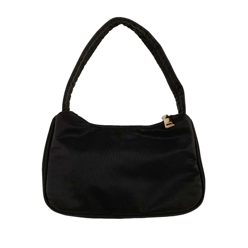 

Women Solid Color Nylon Underarm Bag Vintage Ladies Small Shoulder Bags Female Tote Purse Handbags Top Handle Bag