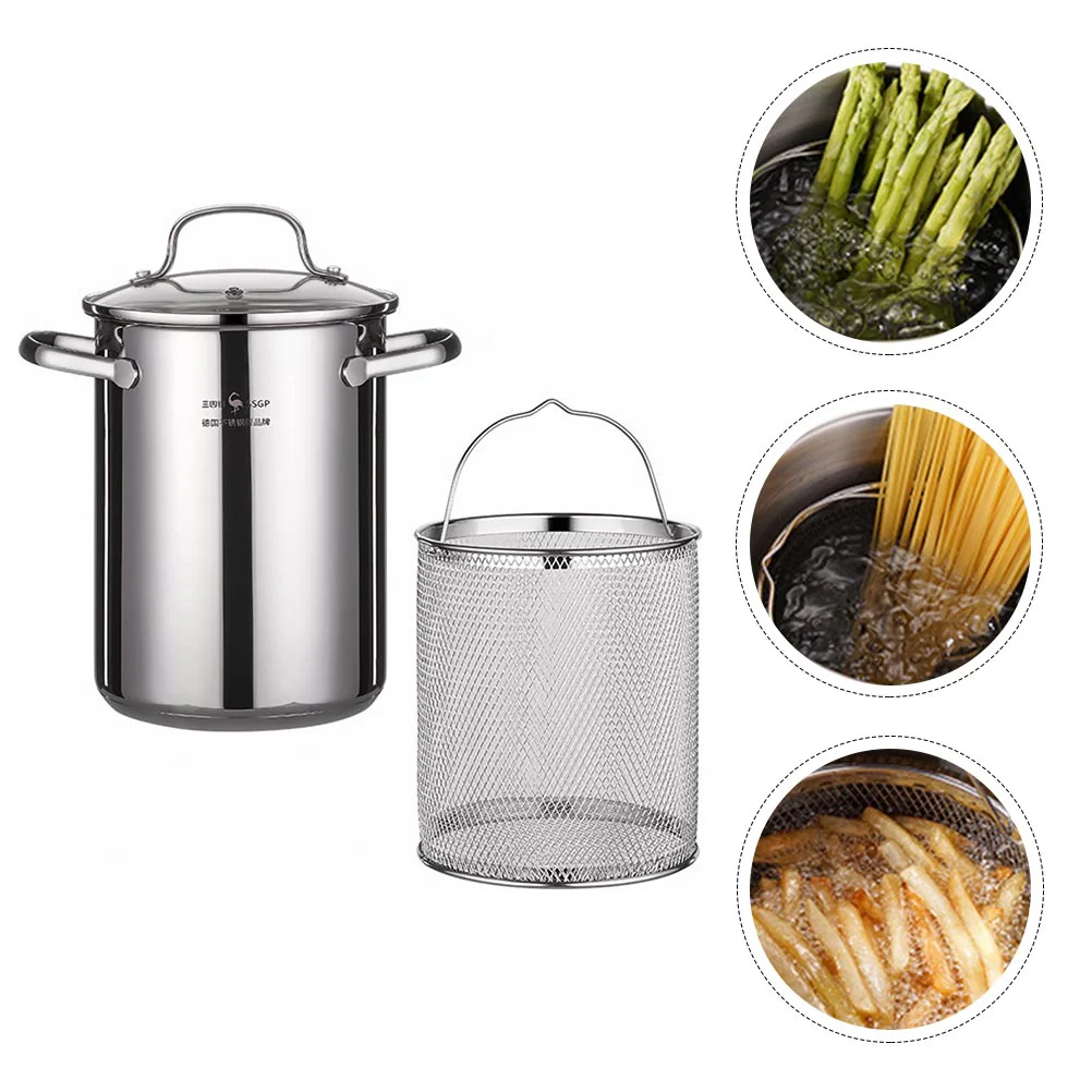 

Pot Fryingdeep Pan Cooking Basket Fryer Fryers Homeoutdoor Steel Frystainless Drain Tempura Use Lid Seafood Turkey Shrimp Boil