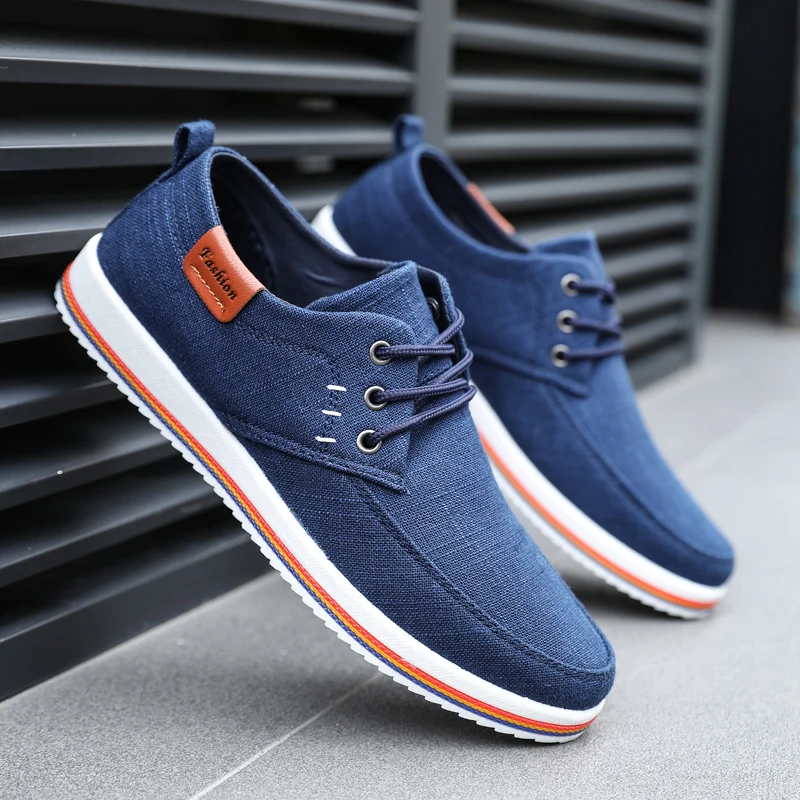 

2022 Hot Sale Casual Footwear Mens Summer Breathable Hemp Man Shoes Hard-Wearing Casual Sneakers Men Lace-up Casual Shoe Men