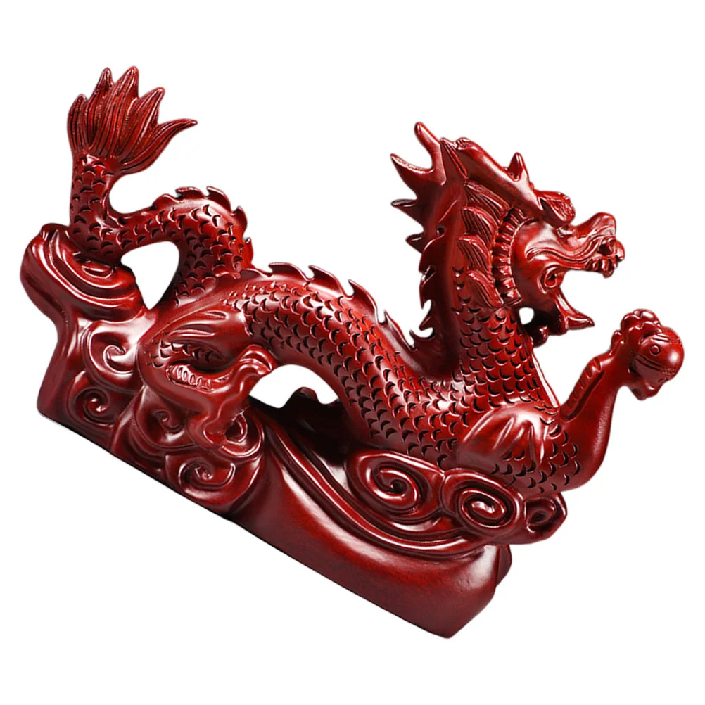 

Dragon Ornament Sculpture Desk Figurine Desktop Decor Chinese Style Statue Wealth Prosperity Wood Office Shape Adornment