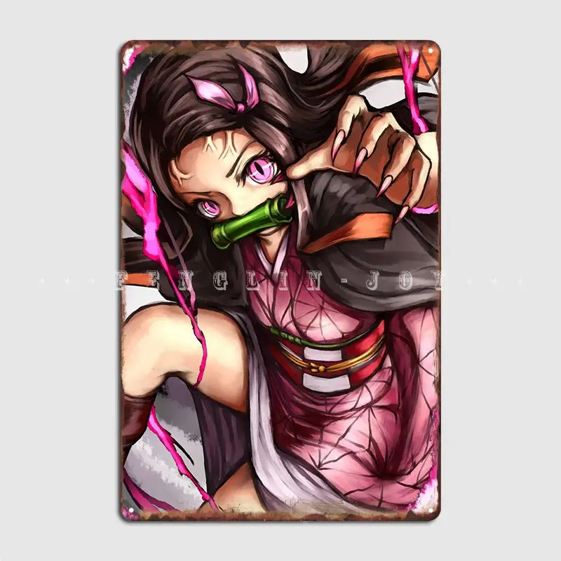 

Demon Slayer Nezuko Metal Sign Plaques Home Printing Cinema Living Room Tin Sign Poster