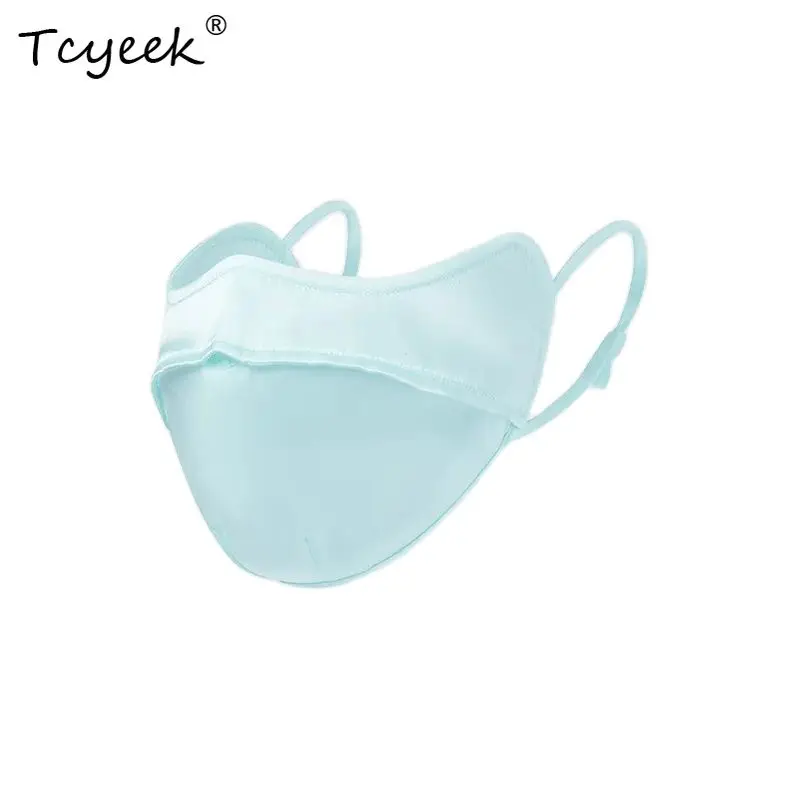 Фото Tcyeek, 100% настоящие шелковые маски, солнцезащитный крем унисекс, защита от ультрафиолета, дышащая спортивная велосипедная тонкая маска для лица, лето-осень A48056QC №1
