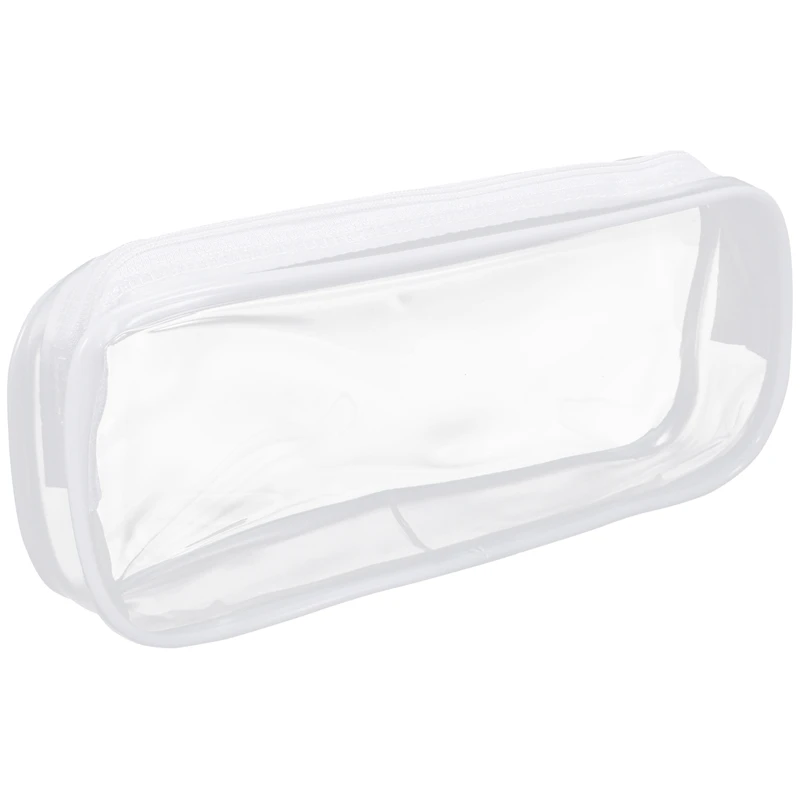 

4 Pieces Clear PVC Zipper Pen Pencil Case, Big Capacity Pencil Bag Makeup Pouch With Zipper For School Office Stationery(White)