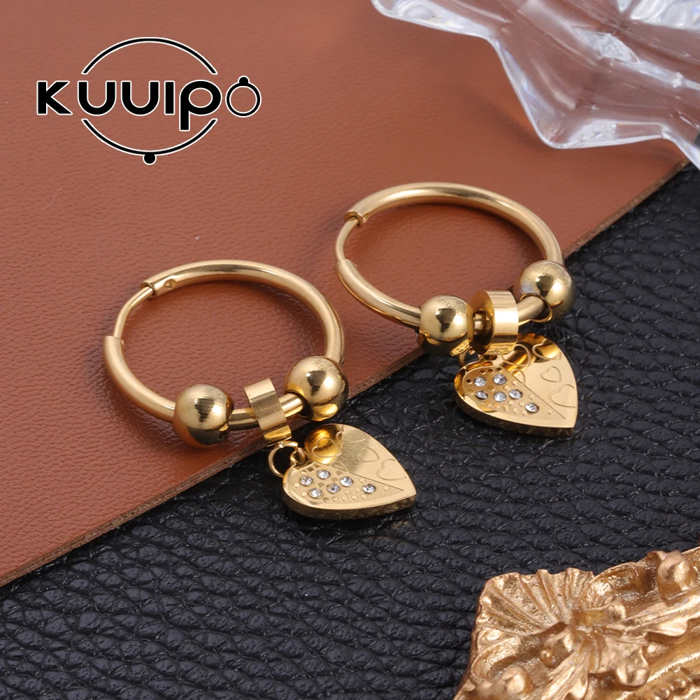 

Kuuipo Women Stainless Steel Earrings Pair of Love Leaves as Accessories Elegant Style Shopping and Dating Gifts Free Delivery