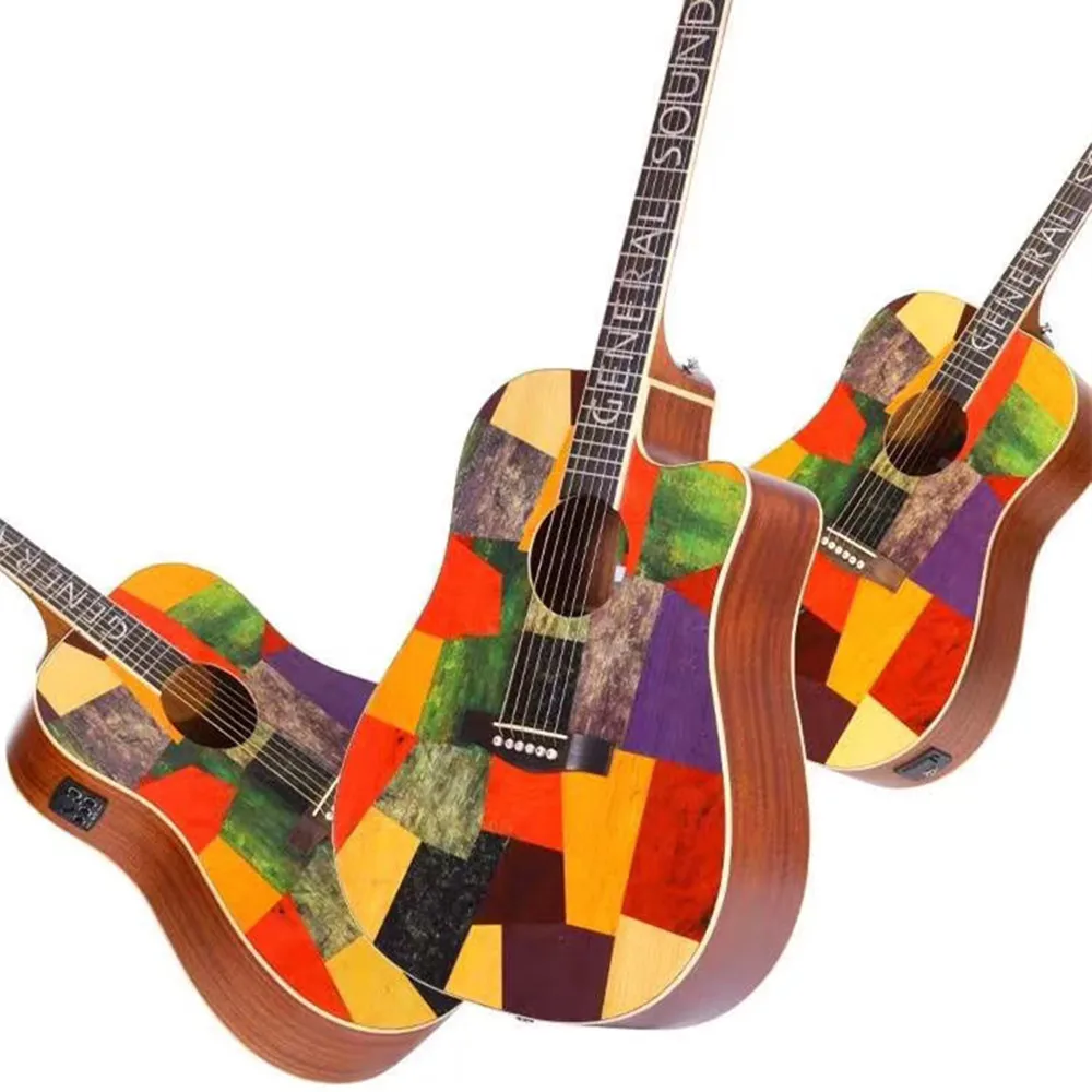 

Высококачественная цветная Акустическая гитара из твердой ели для девочек, лучший подарок, бесплатная доставка