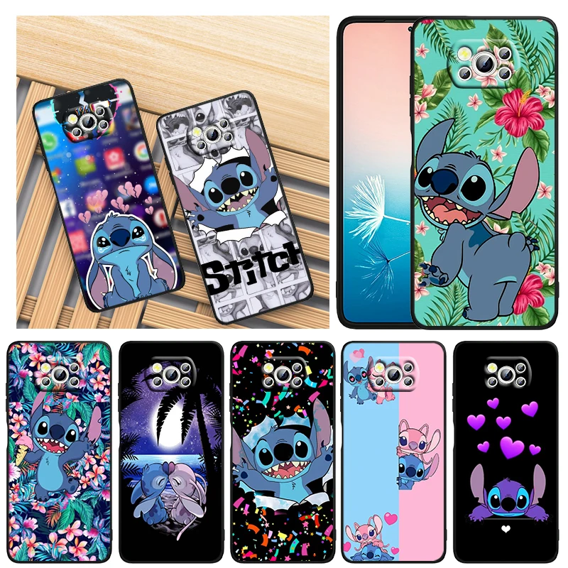 

Phone Case For Xiaomi Mi Poco X4 X3 NFC F4 F3 GT M4 M3 M2 X2 F2 Pro C3 C40 C3 5G Armour Disney Cartoon Stitch Black Cover