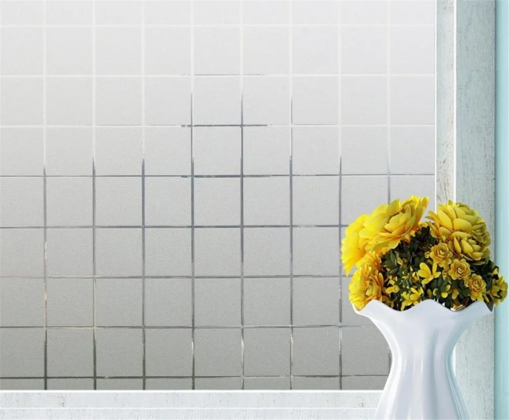 

WXSHSH Decorative Window Film Htv Vinyl Static Cling Frosted Glass Sticker Sunscreen Heat Control Window Covers For Home Grid