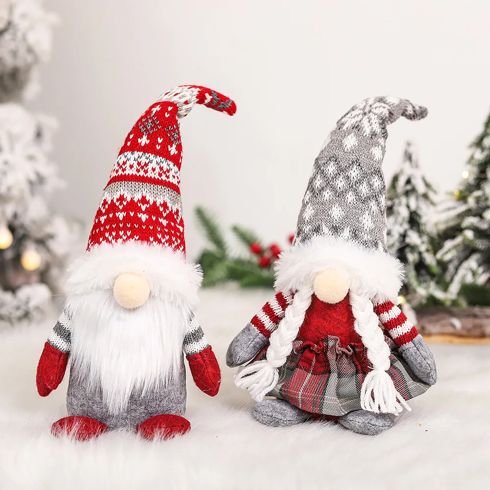 

Christmas Gnome Plush Knitted Faceless Doll Handmade Swedish Tomte Christmas Elf Decoration New Year Gifts Xmas Decor for Home