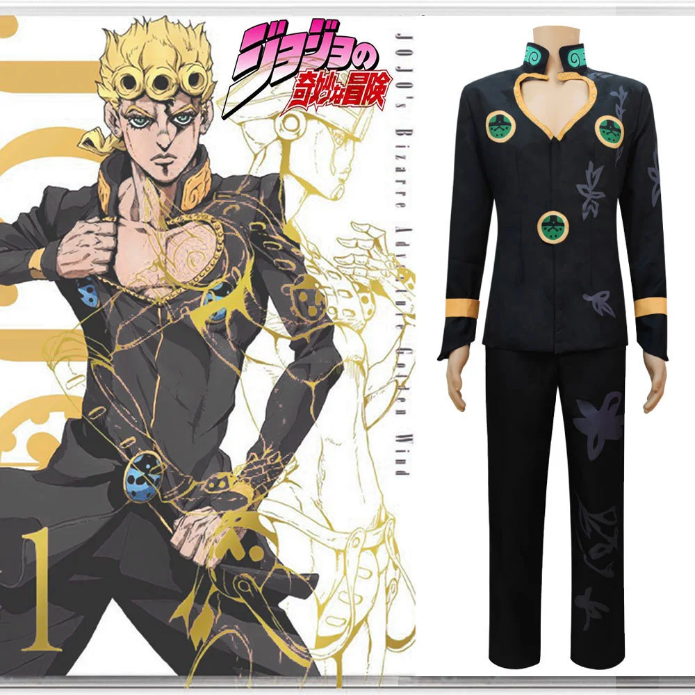 Giorno Giovanna Cosplay JoJo Bizarre Adventure Golden Wind Suit Coat Outfit Adult Men Women Halloween Carnival Costumes
