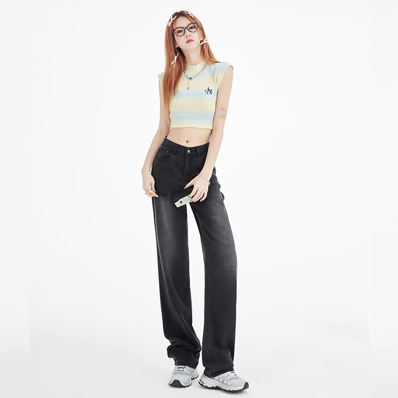 2023Jeans Women's Black Pants Spring/Summer Commuting Real Time Photos Tian Si Ultra Thin Slim Straight Tube Wash