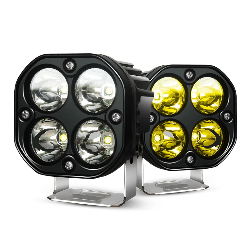 

3" 40W Led Spotlight Running Lights Watertight Square Headlight Fog Lights White/ Yellow For Car Motorcycle SUV ATV Truck