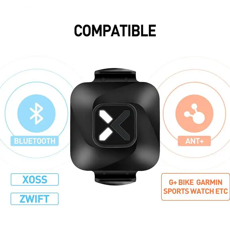 

Датчик скорости Xoss, беспроводной фонарь, датчик ANT +/Bluetooth 4,0, совместим с 300 часами, двойной режим IPX7, водонепроницаемый датчик фонаря для вело...