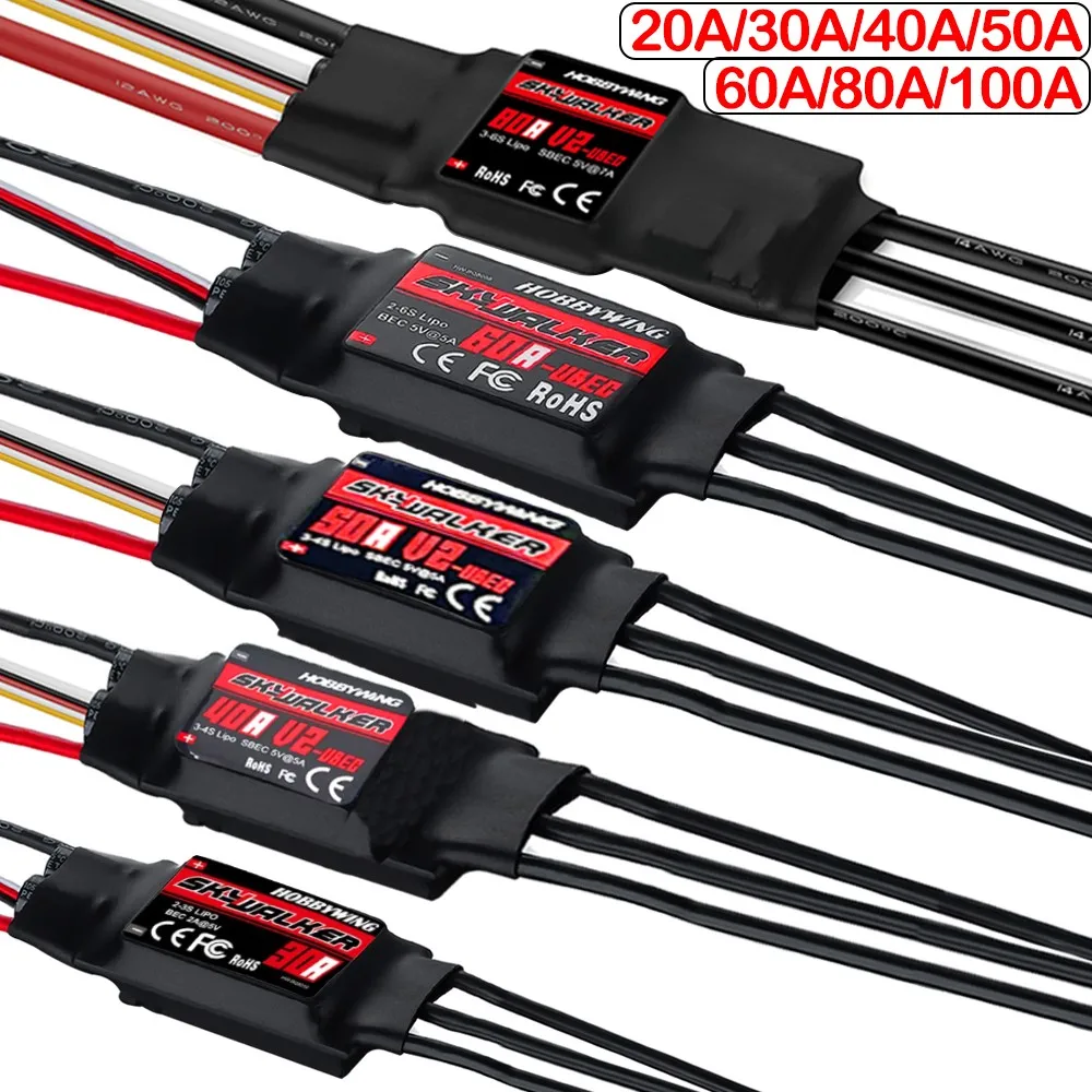 

Hobbywing Skywalker 20A/30A/40A/50A/60A/80A /100A Speed Controller ESC With UBEC For RC FPV Quadcopter Airplanes Helicopter Toys