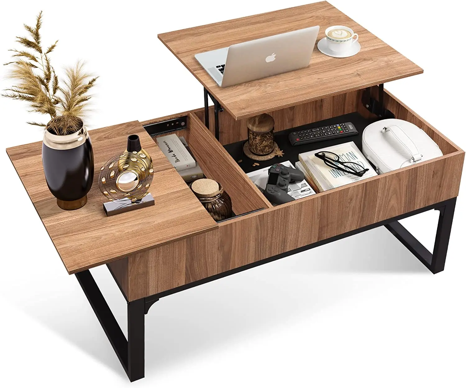 

Hot Multifunctional Lift Top Coffee Table Center Table with Hidden Storage Drawer for Apartment Home Convertible Dining Table