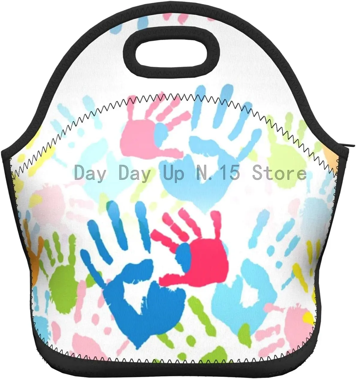 

Kids Hand Print Neoprene Lunch Bag/Lunch Box/Lunch Tote/Picnic Bags Insulated Cooler Travel Organizer School Work Office