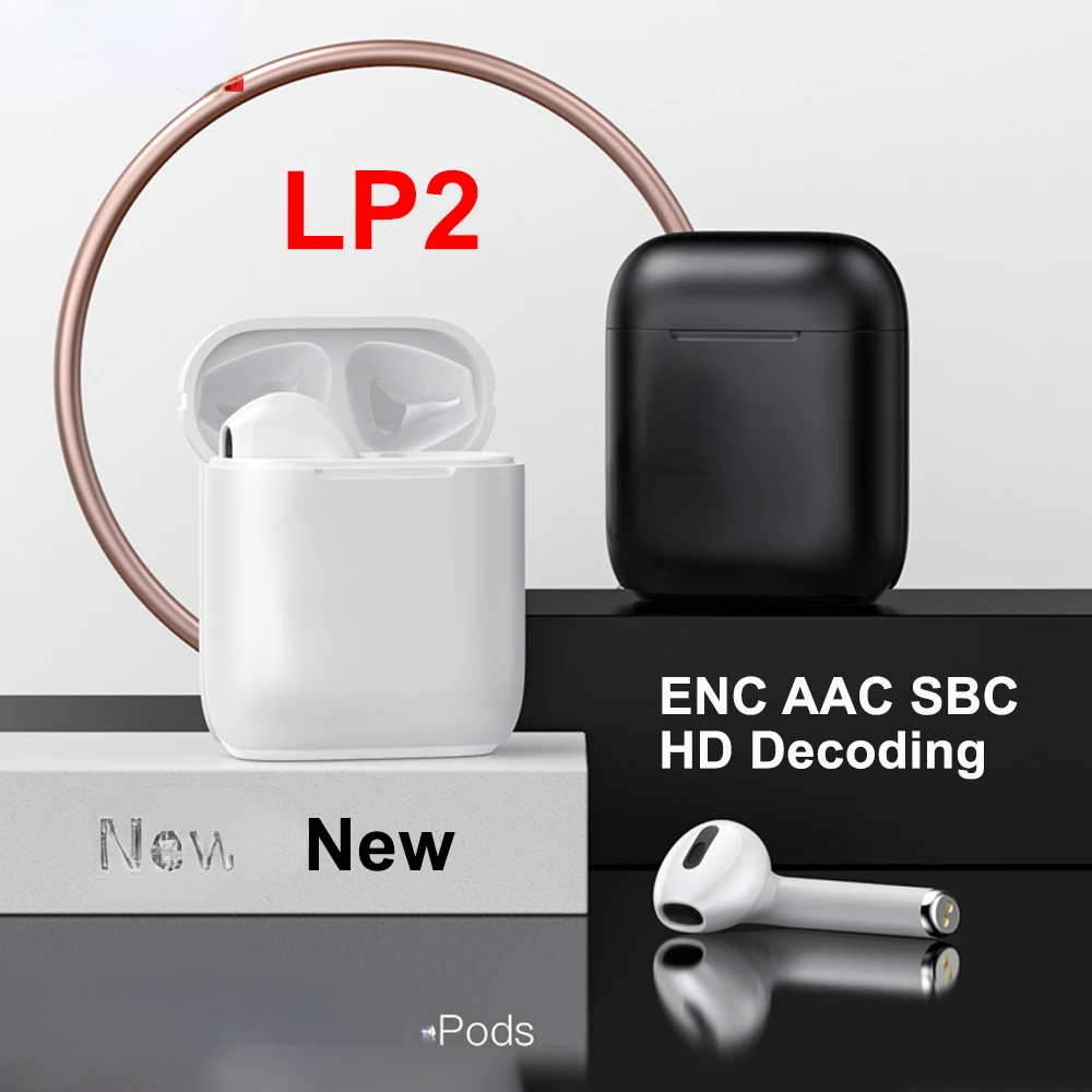 

New LP2 TWS Wireless Earphone Bluetooth 5.0 Headset Stereo Bass Touch Control IPX5 Waterproof Headphone Dual Mic
