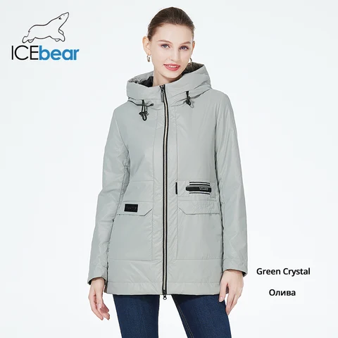 Новинка 2023, женская одежда ICEbear, модная куртка с капюшоном, ветрозащитное теплое осеннее пальто GWC22088I