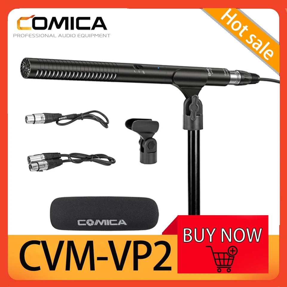 

COMICA CVM-VP2 Shotgun wireless Microphone Super Cardioid Condenser Photography Interview Video Mic with 3.5mm & XLR Cable