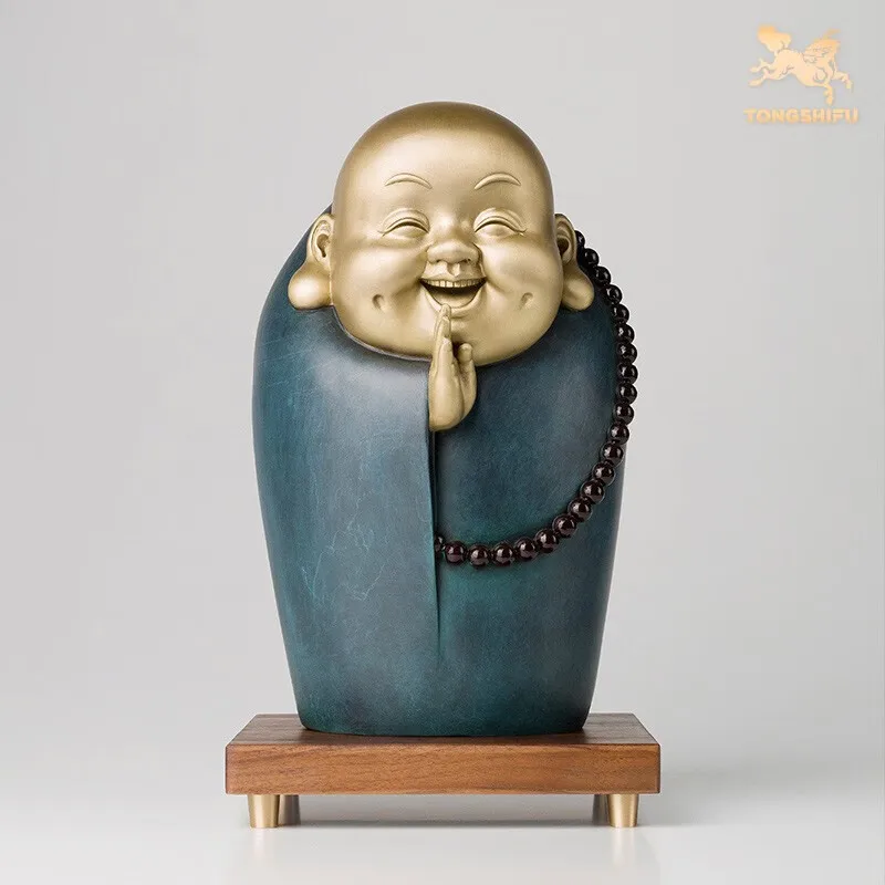 

2024 HOME company good luck Business career prosperous High grade copper Maitreya Wealth God happy Buddha sculpture Decoration