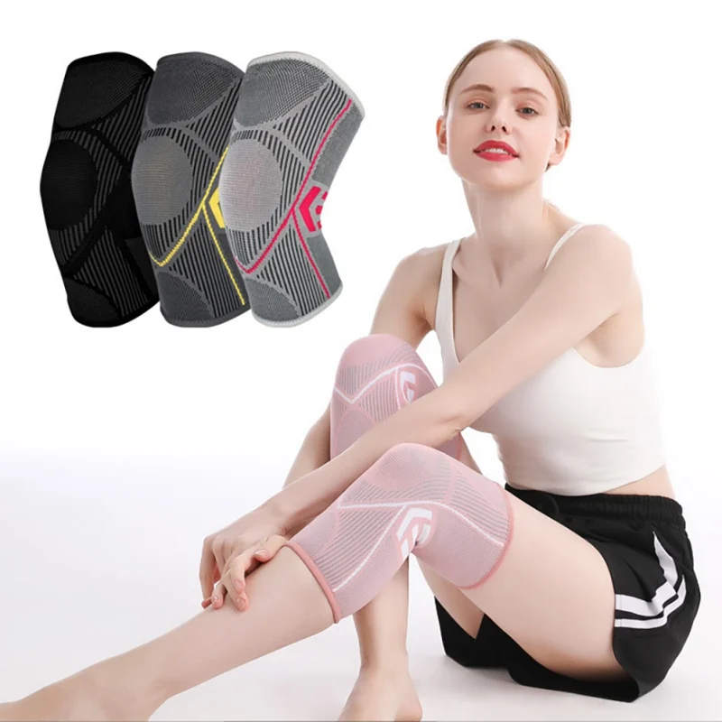 

1 Pair Outdoor Sports Compression Knee Pad Elastic Knitted Knee Support Patella Protector Basketball Running Protective Gear