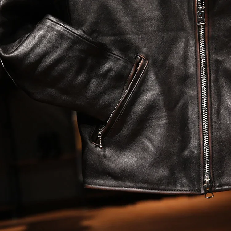 Новый Винтажный жакет. LNY из плотной коровьей кожи с чайным сердечником.